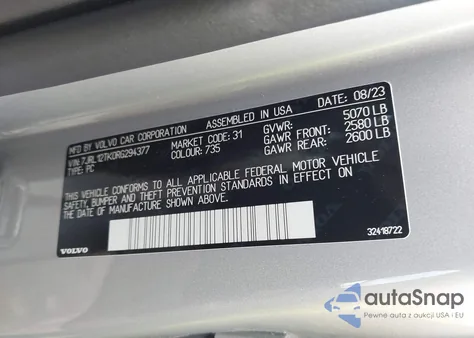 2024 Volvo S60 B5 Core Dark Theme из США, поврежденный, VIN 7JRL12TK0RG294377